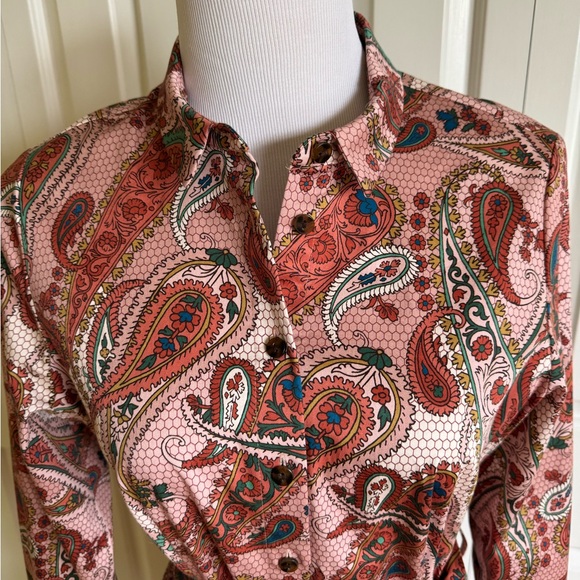 MADELEINE Multicolor Cotton Midi Shirt Dress S-M Mint - Picture 2 of 9